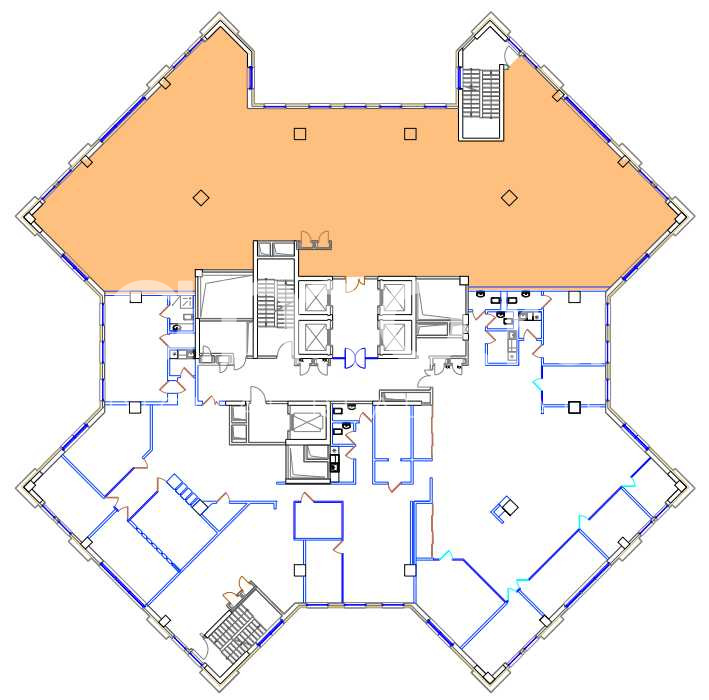Планировка офиса 581 м², 19 этаж, Бизнес-центр «Павелецкая Тауэр», здание Б